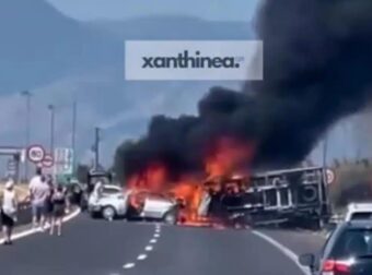 Τροχαίο-σοκ στην Εγνατία Οδό: Φορτηγό συγκρούστηκε με δύο ΙΧ – Απανθρακώθηκαν τρία άτομα (βίντεο)