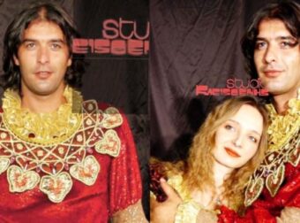 Αγαπημένος ηθοποιός Αγνώριστος αγκαλιά με πανέμορφη συμπρωταγωνίστριά να παίζει σε παιδική παράσταση